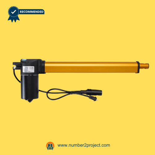 37-10023 yjt013-165 linear actuator for recliner and lift chair showing full assembly with motor housing power cable and gold extension tube