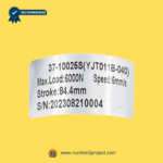 close-up of 37-10025s yjt011b-040 linear actuator label showing load capacity speed stroke and serial number for recliner identification