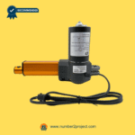 rear view of 37-10025s yjt011b-040 linear actuator for power recliner lift chair showing orange actuator rod, motor housing, and wiring harness