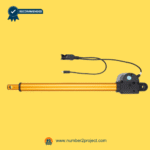 rear view of gold-colored linear actuator model 37-10026 yjt013-219 for power recliner showing connector cable and mounting eyelet