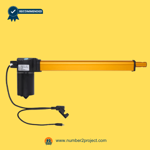 gold-colored linear actuator model 37-10026 yjt013-219 for recliner and lift chair showing motor housing extension tube and standard kaidi-style 2-pin power connector