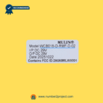 506 Mulin WCB018-D-RMF-D-02 control box identification label showing DC 29V input output for adjustable bed bases sold by Number2project Sofa & Recliner Repair Experts
