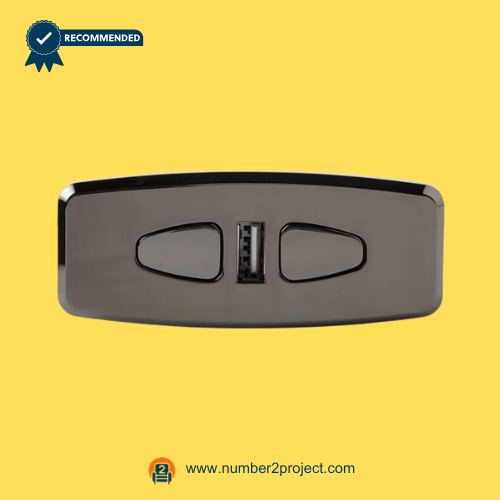 Front view of KDH105-005 2-button power recliner and lift chair switch with central USB charging port and dual control buttons Number2project – Sofa & Recliner Repair Experts