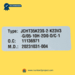 identification label for adjustable electric desk control switch jcht35k23s type code manufacturing date close up Number2project