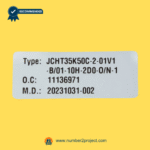 identification label for adjustable electric desk control switch jcht35k50c type code manufacturing date close up Number2project