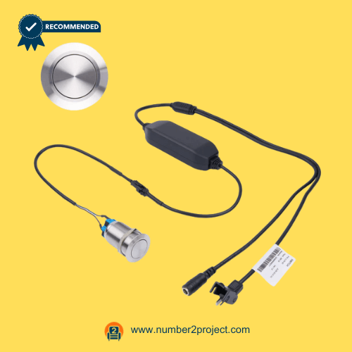 led on off touch switch kit for motion and power furniture with metal button wiring harness and inline control module jldk 43 01 03 close up Number2project