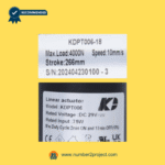 KAIDI KDPT006-18 linear actuator label showing load stroke speed and voltage specifications sold by Number2project – Sofa & Recliner Repair Experts