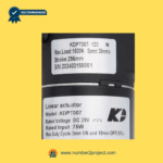 KAIDI KDPT007-123N linear actuator label showing load stroke speed and voltage specifications sold by Number2project – Sofa & Recliner Repair Experts