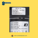 KAIDI KDPT007-252 linear actuator specification label showing load rating stroke length speed and voltage for recliner and lift chair motors sold by Number2project – Sofa & Recliner Repair Experts