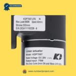 KAIDI KDPT007-275 N linear actuator specification label showing load rating stroke length speed and voltage for recliner and lift chair motors sold by Number2project – Sofa & Recliner Repair Experts