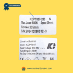 KAIDI KDPT007-280 N linear actuator specification label showing load rating stroke length speed and voltage for recliner and lift chair motors sold by Number2project – Sofa & Recliner Repair Experts
