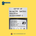 KAIDI KDPT007-297 linear actuator specification label showing load rating stroke length speed and voltage for recliner and lift chair motors sold by Number2project – Sofa & Recliner Repair Experts