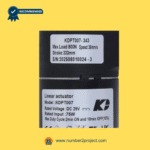 KAIDI KDPT007-343 linear actuator specifications label showing load speed and stroke for recliner and lift chair motor sold by Number2project – Sofa & Recliner Repair Experts