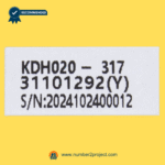 identification label for two button touch control handset kit kdh020-317 model number serial number close up Number2project