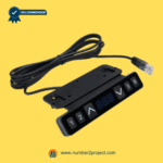 angled view black 6 button lifting desk switch with digital display and 10 pin crystal plug kdh064-303b close up adjustable desk controller Number2project
