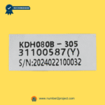 identification label for two button touch control handset kit kdh080b-305 model number serial number close up Number2project