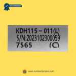 KDH115-011(L) recliner switch label close up four button power recliner controller identification serial number motion furniture part Number2project