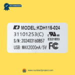 KDH115-024 recliner switch label close up four button 5 pin power recliner controller USB rating identification serial number Number2project