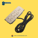 brushed metal recliner control switch with seven buttons attached wiring cable and 8 pin connector kdh123-001 close up power recliner controller Number2project