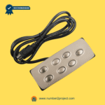 brushed metal recliner control switch with seven buttons attached cable and 8 pin connector kdh123-002 close up power recliner controller Number2project