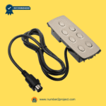 brushed metal recliner control switch with seven buttons attached wiring cable and 8 pin connector kdh123-002 close up power recliner controller Number2project
