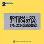 kdh124a-001 recliner switch identification label showing model number production code and serial number close up product sticker Number2project
