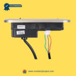 rear view of kdh127-014 recliner side control switch showing usb module wiring harness colored wires and mounting housing close up Number2project