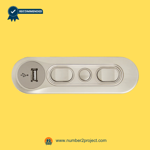 silver oval recliner side control switch with five buttons usb charging port and dual plug connection kdh127h-009 close up power recliner lift chair controller Number2project