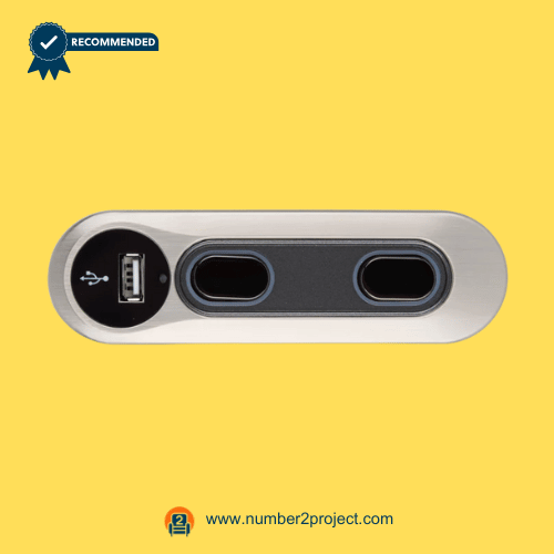 silver oval recliner side control switch with dual buttons usb charging port and 5 pin connector kdh127k-004 close up power recliner lift chair controller Number2project