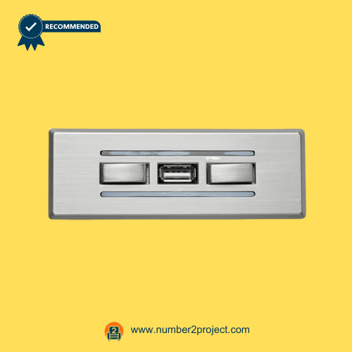 KDH134D 2-Button 5-Pin Recliner Switch with USB – Front View two button recliner switch with usb charging port kdh134d 5-pin power recliner hand control close up lift chair motion furniture controller number2project