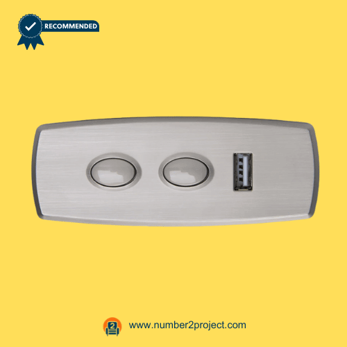 KDH135-005 2-Button 5-Pin Recliner Switch with USB – Front View two button recliner switch with usb charging port kdh135-005 5-pin power recliner hand control close up lift chair motion furniture controller number2project