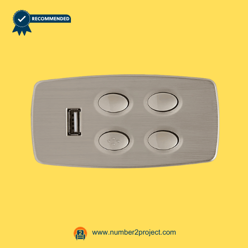 KDH136-001 4-Button Recliner Switch with USB – Front View four button recliner switch with usb charging port kdh136-001 power recliner hand control close up lift chair motion furniture controller number2project