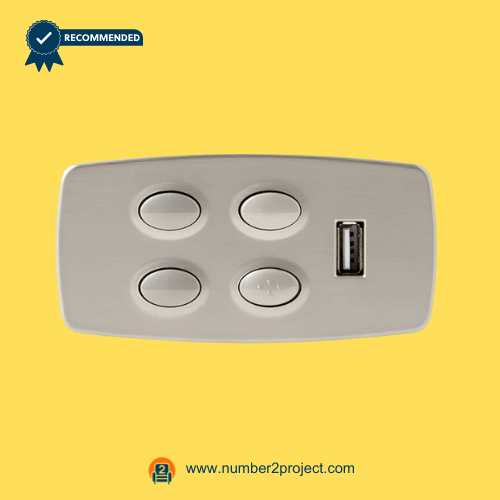 KDH136-002 4-Button Recliner Switch with USB and 5-Pin Plugs – Front View four button recliner switch with usb charging port kdh136-002 5-pin power recliner hand control close up lift chair motion furniture controller number2project