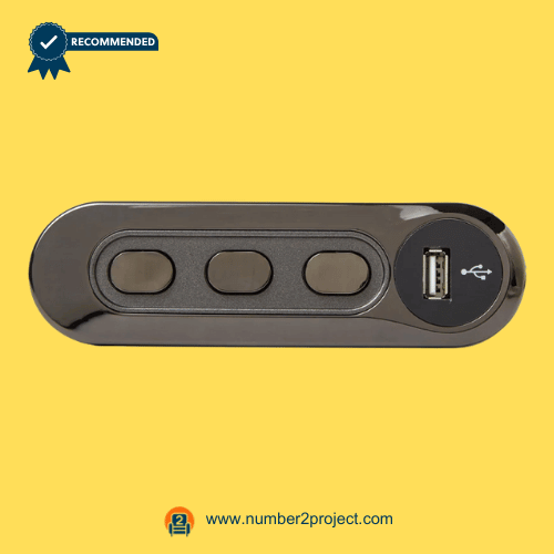 KDH137B-005 6-Button Recliner Switch with USB – Front View six button recliner switch with usb charging port kdh137b-005 power recliner hand control close up lift chair motion furniture controller number2project