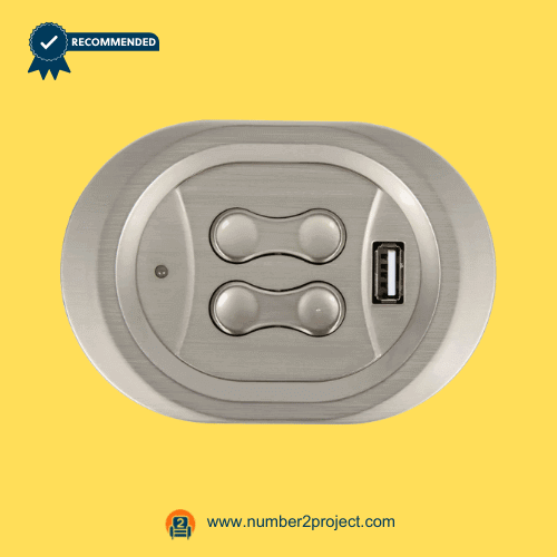 KDH166-003 4-Button Recliner Switch with USB and Dual 5-Pin Plugs – Front View four button recliner switch with usb charging port kdh166-003 dual 5-pin power recliner hand control close up lift chair motion furniture controller number2project