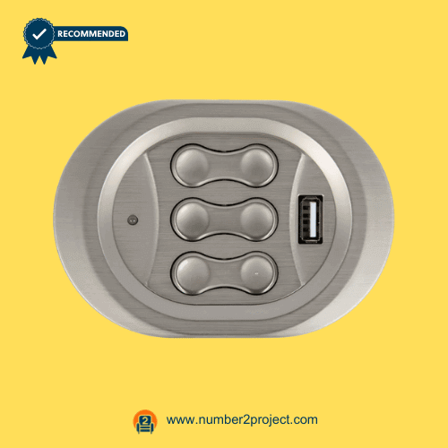 KDH166A-003 6-Button 8-Pin Recliner Switch with USB – Front View six button recliner switch with usb charging port kdh166a-003 8-pin power recliner hand control close up lift chair motion furniture controller number2project