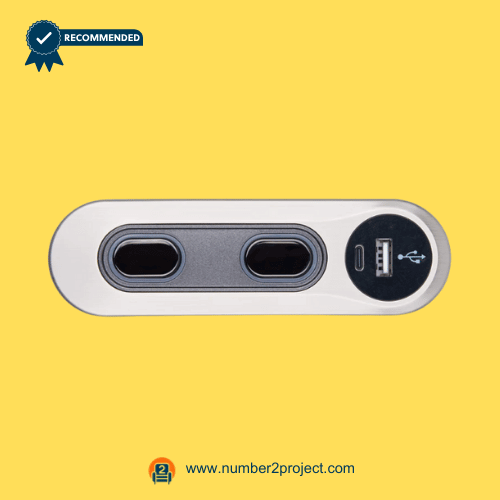 KDH249-001 Two-Button 5-Pin Recliner Lift Chair Switch with USB & Type-C Ports – Front View KDH249-001 two button recliner switch with USB and type C charging ports 5 pin power recliner lift chair controller close up Number2project