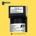 close-up label of kaidi kdfsj-190-2 linear actuator showing max load 4000n speed 4-6mm per second stroke 190mm and serial number on motor housing