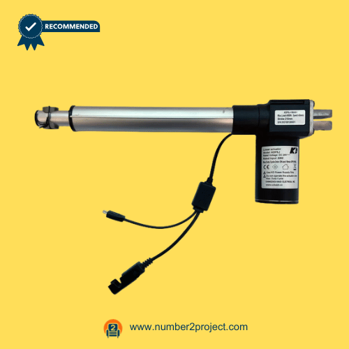 Kaidi KDFSJ-190-5-1 Linear Actuator for Power Recliner & Lift Chair kaidi kdfsj-190-5-1 linear actuator motor assembly for power recliner and lift chair with 2-pin and 5-pin connector cables displayed against yellow background