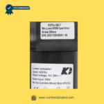 close-up of kaidi kdfsj-352-7 linear actuator label showing model number, load rating, stroke length, and serial number for recliner and lift chair identification