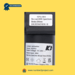 close-up label of kaidi kdfsj-369-5 linear actuator showing model number kdfsj-369-5, max load, speed, stroke, and serial number for recliner lift chair repair identification