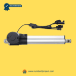 close-up of kaidi kdfsj-406-4 linear actuator showing round motor housing, aluminum rail, mounting eye, and multi-connector wiring harness for recliner and lift chair