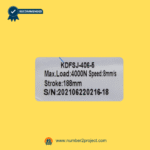 close-up of kaidi kdfsj-406-5 linear actuator label showing model number kdfsj-406-5, load rating, stroke length, and serial number for recliner and lift chair identification
