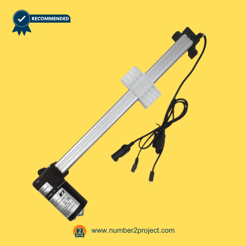 Kaidi KDPT007-179 linear actuator motor for recliners, shown with full extension rod, dual connector cables, and mounting hardware – Sold by Number2project – Sofa & Recliner Repair Experts.
