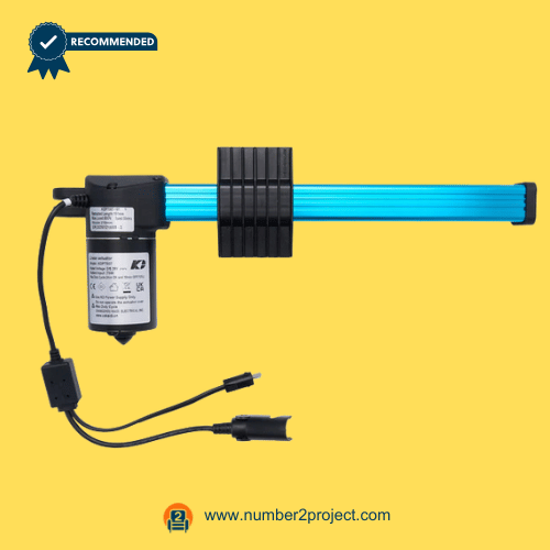 kaidi kdpt007-181n linear actuator motor assembly for power recliner and lift chair showing blue rail body wiring harness and model label