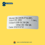 MLSK35-F1 LSF recliner switch rear label showing DC 29V input USB 5V 2A output and DC 12V auxiliary output power recliner control Number2project