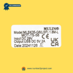 Mulin MLSK35-G6 LSF recliner switch rear label showing DC 29V input USB 5V 2A output model identification Number2project