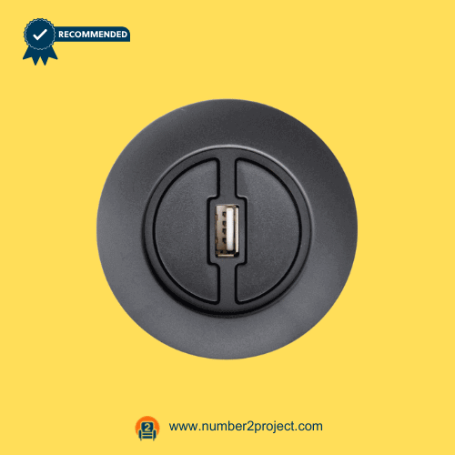 two button round recliner switch with USB charging port OKIN JLDK.04.07.01 5 pin power recliner lift chair control close up Number2project