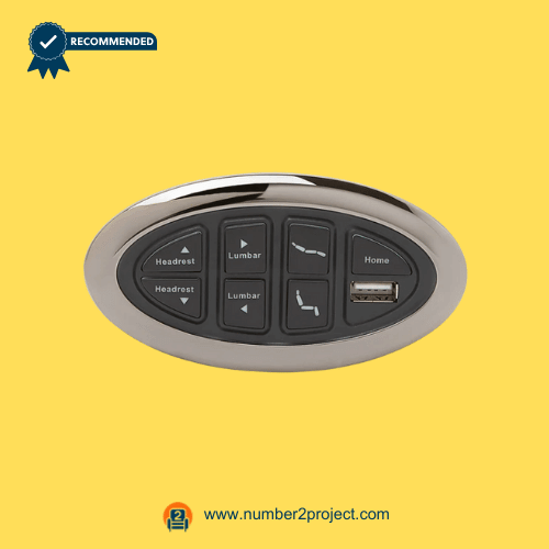 OKIN JLDK.15.07.09 7-Button 7-Pin Recliner & Lift Chair Switch with USB – Front View 7-button recliner and lift chair control switch with headrest lumbar home functions USB charging port OKIN JLDK.15.07.09 7-pin power switch close up motion furniture controller Number2project