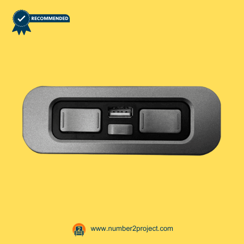 OKIN JLDK.15.08.04 5-Button Recliner Switch with USB – Front View 5-button recliner hand control with USB charging port OKIN JLDK.15.08.04 power recliner switch close up motion furniture controller Number2project